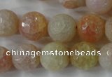 CAG4555 15.5 inches 14mm faceted round fire crackle agate beads