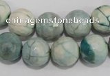 CAG4556 15.5 inches 14mm faceted round fire crackle agate beads