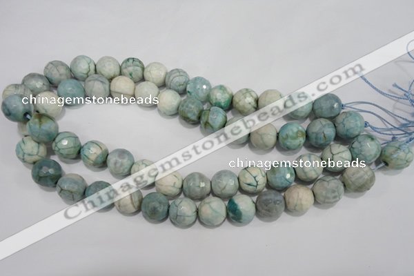 CAG4556 15.5 inches 14mm faceted round fire crackle agate beads