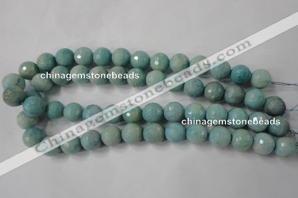 CAG4557 15.5 inches 14mm faceted round fire crackle agate beads