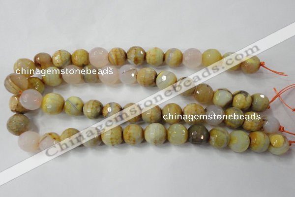 CAG4558 15.5 inches 14mm faceted round fire crackle agate beads