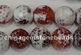 CAG4560 15.5 inches 14mm faceted round fire crackle agate beads