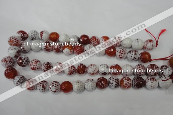 CAG4560 15.5 inches 14mm faceted round fire crackle agate beads