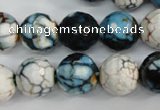 CAG4561 15.5 inches 14mm faceted round fire crackle agate beads