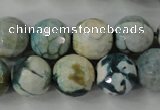 CAG4562 15.5 inches 14mm faceted round fire crackle agate beads