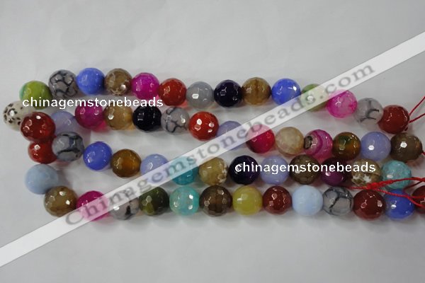 CAG4564 15.5 inches 14mm faceted round fire crackle agate beads