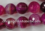 CAG4568 15.5 inches 14mm faceted round agate beads wholesale