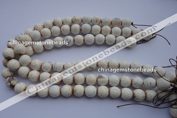 CAG4569 15.5 inches 13mm - 14mm faceted round fire crackle agate beads