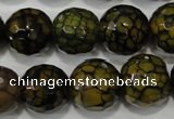 CAG4572 15.5 inches 16mm faceted round fire crackle agate beads