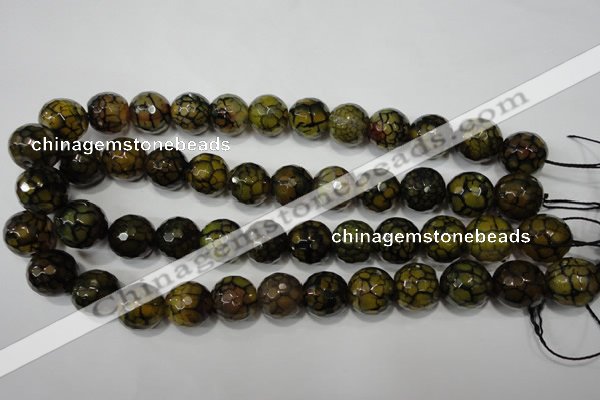 CAG4572 15.5 inches 16mm faceted round fire crackle agate beads