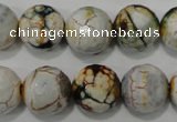 CAG4575 15.5 inches 16mm faceted round fire crackle agate beads