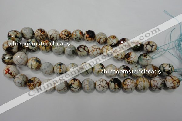 CAG4575 15.5 inches 16mm faceted round fire crackle agate beads