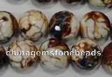 CAG4577 15.5 inches 16mm faceted round fire crackle agate beads