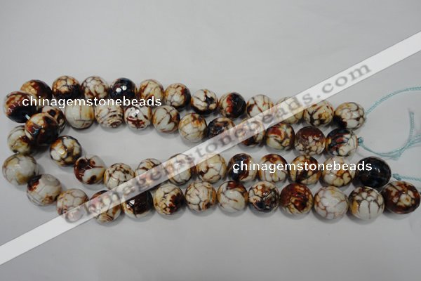 CAG4577 15.5 inches 16mm faceted round fire crackle agate beads