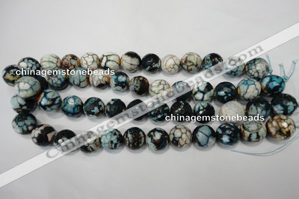 CAG4578 15.5 inches 16mm faceted round fire crackle agate beads