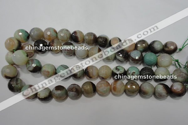 CAG4581 15.5 inches 16mm faceted round fire crackle agate beads