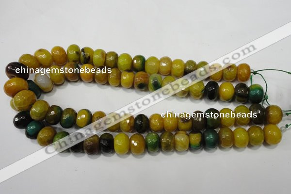 CAG4596 15.5 inches 10*14mm faceted rondelle agate beads wholesale