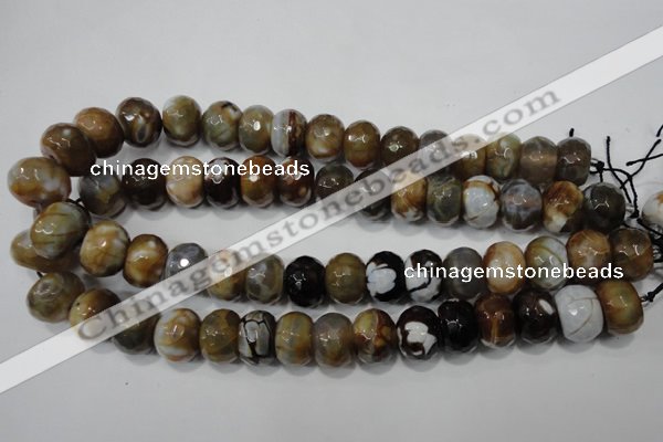 CAG4598 15.5 inches 12*16mm faceted rondelle fire crackle agate beads