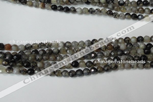 CAG4600 15.5 inches 4mm faceted round fire crackle agate beads