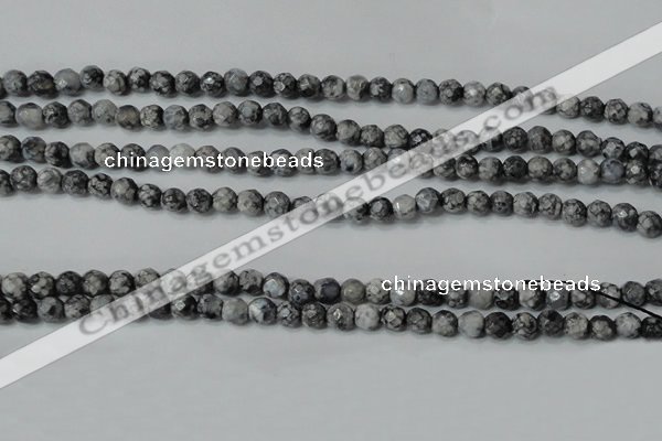 CAG4601 15.5 inches 4mm faceted round fire crackle agate beads