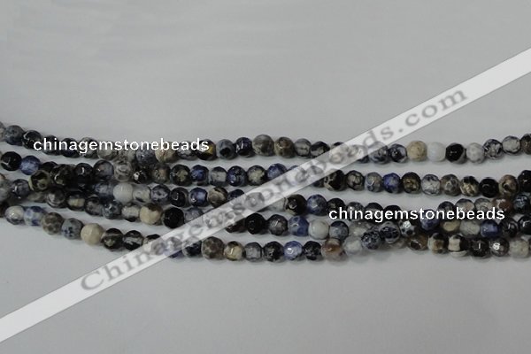 CAG4602 15.5 inches 4mm faceted round fire crackle agate beads