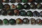 CAG4603 15.5 inches 4mm faceted round fire crackle agate beads