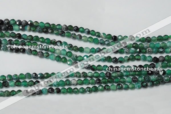 CAG4606 15.5 inches 4mm faceted round fire crackle agate beads