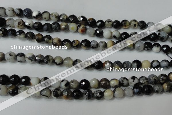 CAG4613 15.5 inches 6mm faceted round fire crackle agate beads