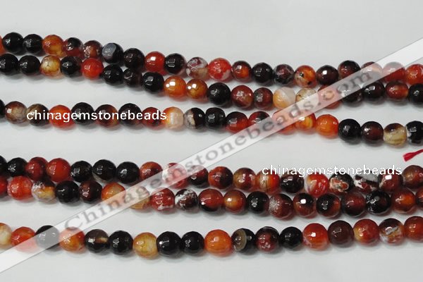 CAG4616 15.5 inches 6mm faceted round fire crackle agate beads