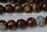 CAG4617 15.5 inches 6mm faceted round fire crackle agate beads