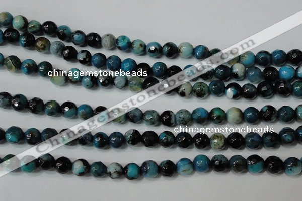 CAG4623 15.5 inches 6mm faceted round fire crackle agate beads