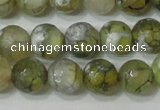 CAG4627 15.5 inches 6mm faceted round fire crackle agate beads