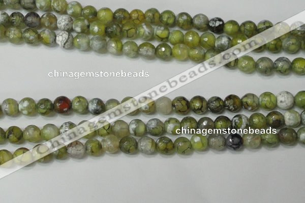 CAG4627 15.5 inches 6mm faceted round fire crackle agate beads