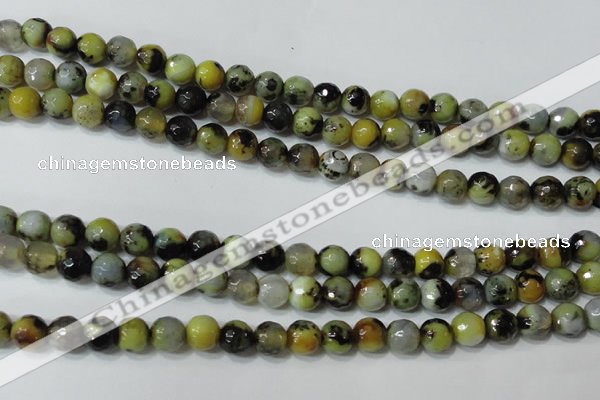 CAG4629 15.5 inches 6mm faceted round fire crackle agate beads