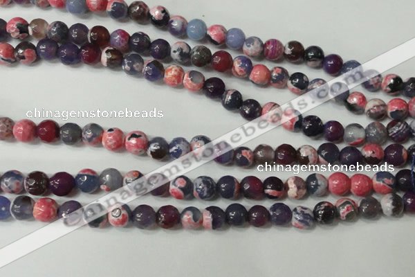 CAG4635 15.5 inches 6mm faceted round fire crackle agate beads