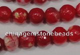 CAG4640 15.5 inches 6mm faceted round fire crackle agate beads