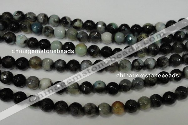 CAG4645 15.5 inches 8mm faceted round fire crackle agate beads