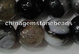 CAG4662 15.5 inches 10mm faceted round fire crackle agate beads