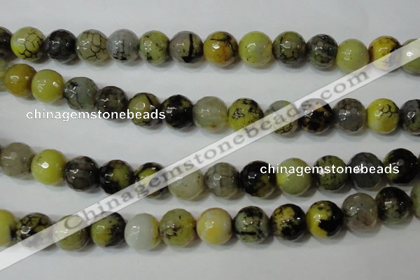 CAG4663 15.5 inches 10mm faceted round fire crackle agate beads