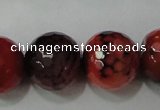 CAG4668 15.5 inches 10mm faceted round fire crackle agate beads