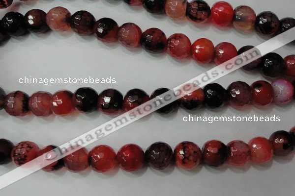 CAG4668 15.5 inches 10mm faceted round fire crackle agate beads