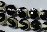 CAG4674 15.5 inches 12mm faceted round tibetan agate beads wholesale