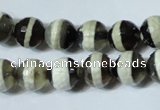 CAG4677 15.5 inches 10mm faceted round tibetan agate beads wholesale