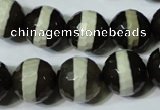 CAG4679 15.5 inches 14mm faceted round tibetan agate beads wholesale