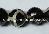 CAG4685 15.5 inches 18mm faceted round tibetan agate beads wholesale