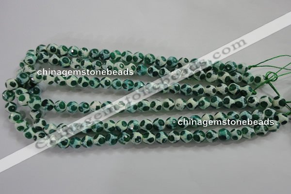 CAG4690 15 inches 8mm faceted round tibetan agate beads wholesale