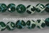 CAG4691 15.5 inches 10mm faceted round tibetan agate beads wholesale