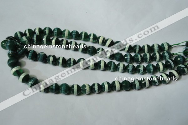 CAG4696 15.5 inches 10mm faceted round tibetan agate beads wholesale