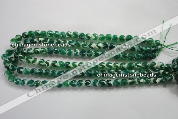 CAG4698 15.5 inches 8mm faceted round tibetan agate beads wholesale