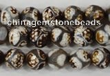 CAG4708 15 inches 10mm faceted round tibetan agate beads wholesale